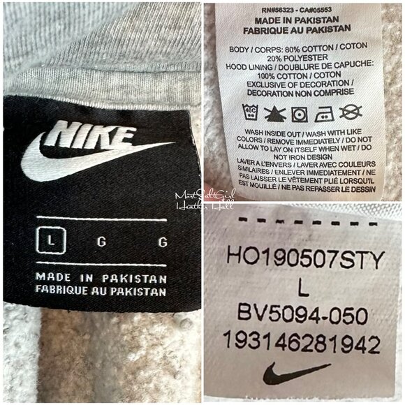 Nike "Just Do It" Heather Gray Hoodie Sweatshirt Size Large - Picture 4 of 4